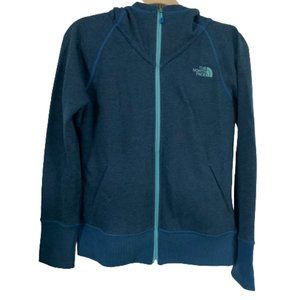 The North Face Small Blue Hooded Full Zip Women's Soft Terry Cloth Jacket EUC